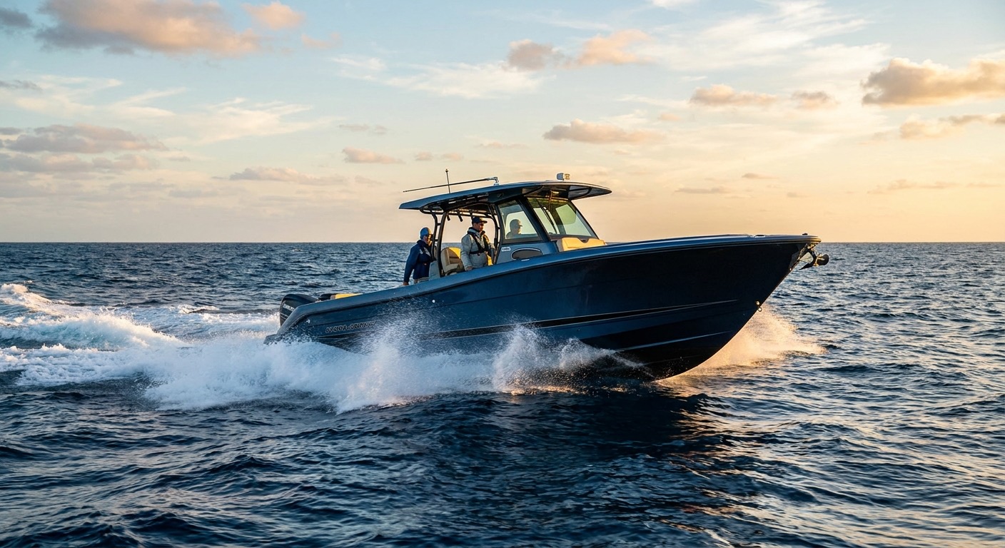 Hydra-Sports Vector VX performance express boat running offshore at speed